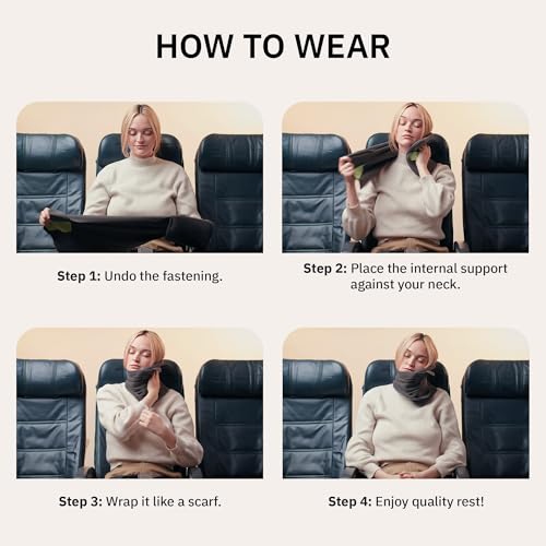 trtl Pillow - Scientifically Proven, Super Soft Neck Support Travel Pillow for Airplanes - Lightweight and Machine Washable - Ergonomic Design for Traveling on Flights, Cars, and Trains - Black - color: Black