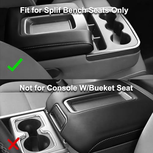 SecosAutoparts Black Leather Center Console Leather Lid Armrest Cover Replacement Compatible with Chevy Silverado GMC Sierra 2014 2015 2016 2017 2018 Black Made by Quality Automotive PVC Leather - color: Black Leather & Black Stitch