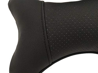 Car Neck Pillows 2pcs Pack Car Headrest Pillow Pu Leather Car Cervical Pillows for Traveling Car Pillows Filled by Fiber (Black) - color: Black