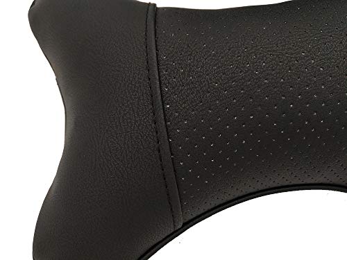 Car Neck Pillows 2pcs Pack Car Headrest Pillow Pu Leather Car Cervical Pillows for Traveling Car Pillows Filled by Fiber (Black) - color: Black