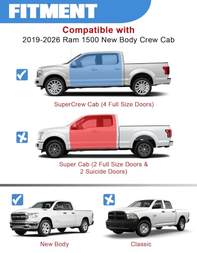 FengYu Under Seat Storage Box - Compatible with 2019-2026 Dodge Ram 1500 Crew Cab (New Body Style),Heavy-Duty Truck Organizer Under Back Seat Organizer Box - size: 2019-2026 Dodge Ram 1500
