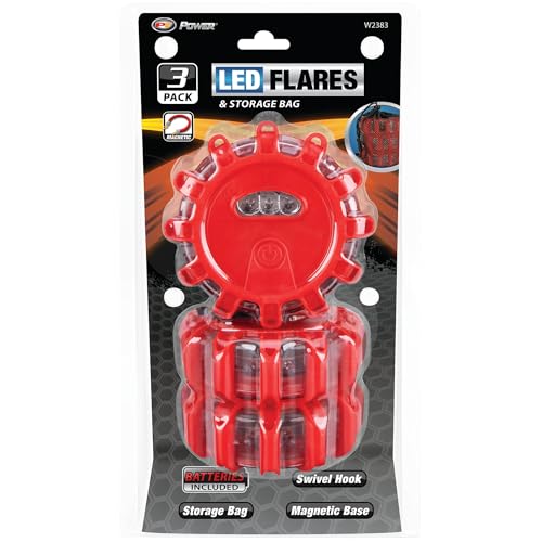 Performance Tool W2383 LED Road Flares Roadside Emergency Pack W/Bag, 5 Modes & 12 Super Bright LEDS Per Flare