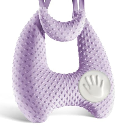 Memory Foam Kids Travel Pillow, Car Pillow for Kids, H-Shape Car Pillows for Sleeping, Removable Pillowcase, Adjustable, Velvet Dots, Purple - color: Velvet Dots Purple