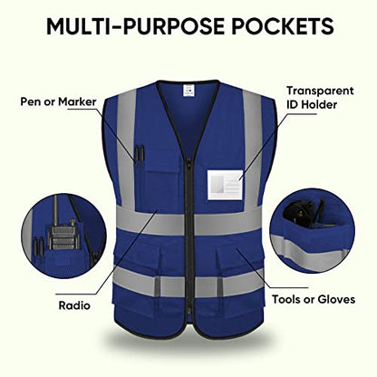 TICONN Reflective Safety Vest High Visibility Class II Mesh Vest for Women & Men Meets ANSI Standards - color: Blue, size: Small