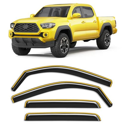 in-Channel Window Rain Guard for Toyota Tacoma 2016-2023 Double Cab Rain Guards Side Truck Window Visors Low Profile Vent Visor Window Deflectors Vent Shades Car Accessories - size: 2016-2023 Toyota Tacoma Double Cab