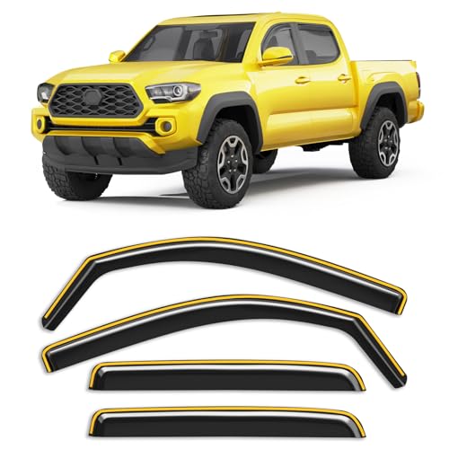 in-Channel Window Rain Guard for Toyota Tacoma 2016-2023 Double Cab Rain Guards Side Truck Window Visors Low Profile Vent Visor Window Deflectors Vent Shades Car Accessories - size: 2016-2023 Toyota Tacoma Double Cab