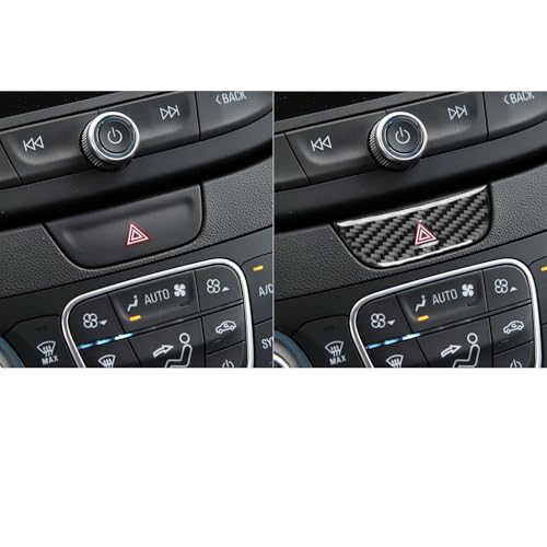 Black Carbon Fiber Compatible with Chevrolet Malibu 2016-2025 2017 2018 2019 2020 2021 2022 2023 2024 Accessories Car Hazard Warning Flasher Light Switch Cover Interior Trim Decal - color: Dash Warning Light Button