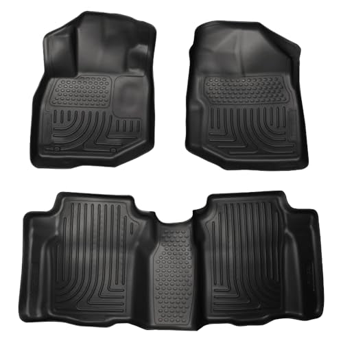 Husky Liners Weatherbeater Floor Mats | Fits 2009-2013 Honda Fit | Front & 2nd Row, 3-pc Black - 98491 - style: Front & 2nd Row