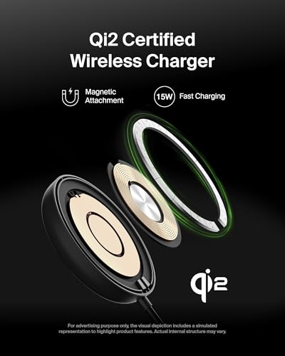 Belkin Magnetic Wireless Charging Pad Qi2 15W w/Kickstand - MagSafe-Compatible Qi2-Certified Wireless Charger for iPhone 17 Series, Samsung Galaxy S25 Series, AirPods (No PSU) - Black - style: No Power Supply (Gen2)