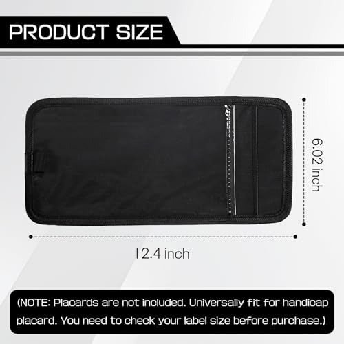 Car Visor Handicap Placard Holder, Disabled Parking Permit Sign Protector for Auto Sun Visor, Disability Parking Placard Holder with Pen Holder, Note Paper Card Slot, Elastic Strap
