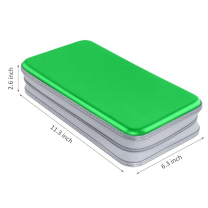 CD Case, Siveit DVD Case Holder 96 Capacity Hard Plastic CD DVD Disc Cases Storage Binder Wallet for Car Home Office Travel (Green) - color: Green