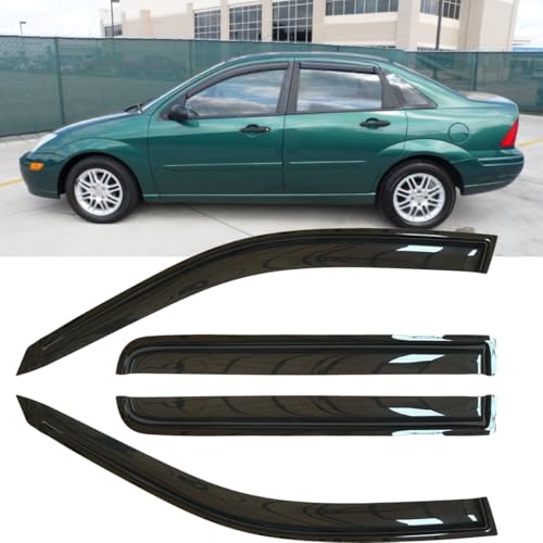 4pcs Original Shatterproof Rainproof Side Window Wind Deflectors for 2000-2007 Ford Focus ZX4 Sedan/ZX5 Hatchback,Rain Guards,Nice Looking Window Visors for Cars,Vent Deflector 94736 - size: for 2000-2007 Ford Focus