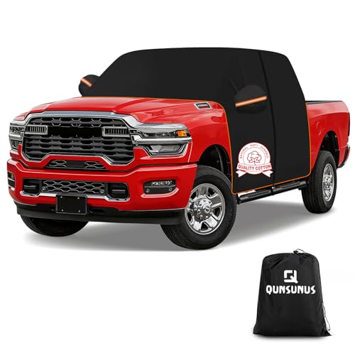 QUNSUNUS Ram 1500,2500,3500 Cab Cover All Years,Waterproof Ram Cab Cover with Cotton Liner, All Weather Truck Cover Cab Only with Adjustable Straps and Zipper for Wind, Sun, UV and Dust Protection - size: for Ram 1500&2500&3500 Cab Cover