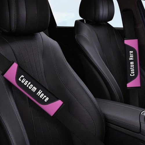 Custom Seat Belt Cover Pad – Personalized Carbon Fiber Seatbelt Covers with Logo, Text & Image – Car Accessories for Women, Men & Kids – Seatbelt Cushion Shoulder Pads for Car, Truck, SUV, Backpack - color: Pink