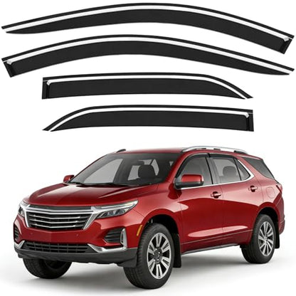 Outside-Mount Window Rain Guards Fit for 2018-2024 Chevy Equinox Extra Durable Window Visors Wind Deflector Dark Smoke Vent Shades Car Tape-on with Thicker 4PCS - size: Fit for 2018-2024 Chevy Equinox
