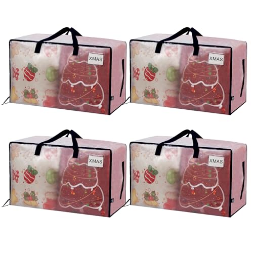 VENO 4 Pack Clear Extra Large Moving Bags & Storage Totes, Heavy Duty Organizer with Reinforced Handles & Strong Zippers for Clothes, College Dorm Essentials, Moving Supplies - color: Clear, size: 4 Pack