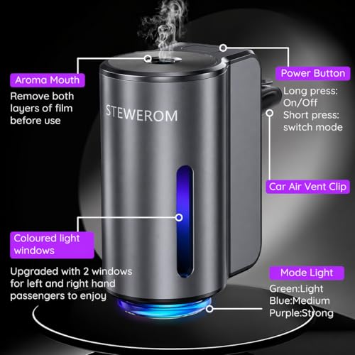 Smart Car Air Freshener, 3 Levels of Adjustable Intensity, Aroma Rechargeable Aroma Diffuser, Adjustable Aroma Diffuser, 220mAh Built-in， Fresh+Intense+Ocean Perfume - color: Fresh+intense+ocean Flavour