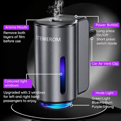 Smart Car Air Freshener, 3 Levels of Adjustable Intensity, Aroma Rechargeable Aroma Diffuser, Adjustable Aroma Diffuser, 220mAh Built-in， Fresh+Intense+Ocean Perfume - color: Fresh+intense+ocean Flavour