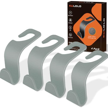 Car Seat Hooks & Purse Holder - 4 Pack Boxed,55 lb Heavy Duty,Eco PP Car Hooks for Purse/Bag/Baby Gear/Gym Bag/Groceries/Cup/,Fits 0.32-0.55”Car Headrest Rods (Grey-2) - color: Grey-2