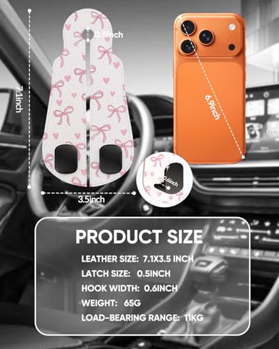 WOCOCN 2 Pack Car Purse Hook for Car Seat Headrest, Double-Sided PrintingPU Leather Purse Holder with Metal Hook, Cute Car Accessories for Women, Men (Car hook - Pink Bow A) - color: Car hook - Pink Bow A