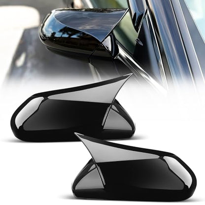 Glossy Black Mirror Covers Fit for Toyota Camry 2018-2025 – Ox Horn Design, Driver & Passenger Side Rearview Cap Replacement (1 Pair) - size: Fit for Camry 2018-2025-Ox Horn-Glossy Black