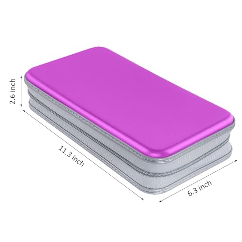 CD Case, Siveit DVD Case Holder 96 Capacity Hard Plastic CD DVD Disc Cases Storage Binder Wallet for Car Home Office Travel (Purple) - color: Purple