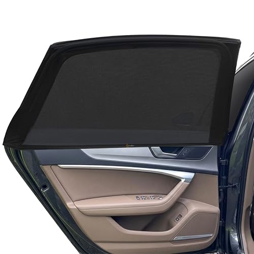 EcoNour Car Window Screens for Camping (Pack of 2) | 100% Protection from Bugs, UV and Mosquito Net | Breathable Mesh Baby Window Covers for Privacy Blackout (Medium 16"x30") | Car Window Accessories - size: Medium