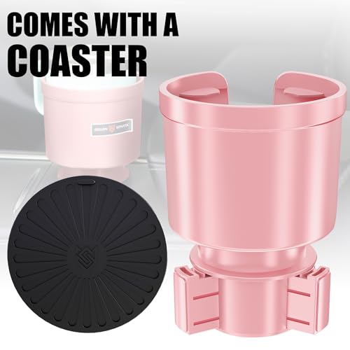 Upgraded Car Cup Holder Expander Adapter with Offset Adjustable Base, Compatible with Yeti 14/24/36/46oz Ramblers, Hydro Flasks 32/40oz, Other Large Bottles Mugs in 3.5"-4.0", Pink 1 Pack - color: Pink, size: Large*1