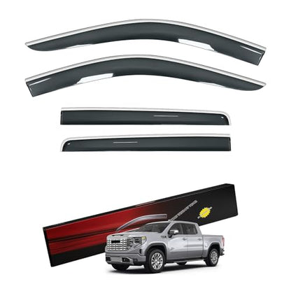 Sze Rain Guards Compatible with Chevrolet (Chevy) Silverado/GMC Sierra 1500 2019-2026 Crew Cab Side Window Deflectors Window Visors Out-Channel Guard Deflector Vent Visor-4pcs - style: Chevy Silverado/GMC Sierra 1500 2019-2025
