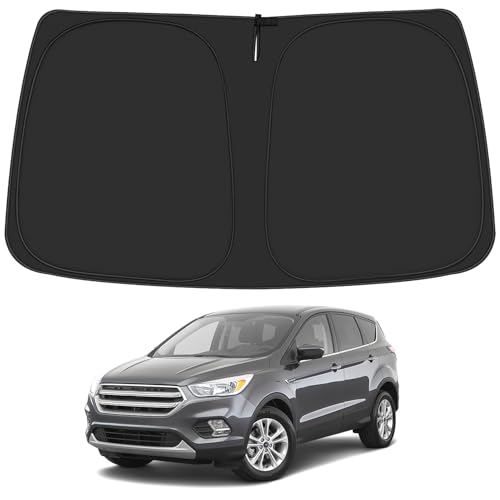 Windshield Sun Shade for 2013-2019 Fo-rd Escape Accessories, Foldable Window Sunshade Sun Visor Protector, Front Windshield Sunshade Sun Shield Blocks UV Rays Heat - size: Silver & Black-Fit 2013-2019 Ford Escape