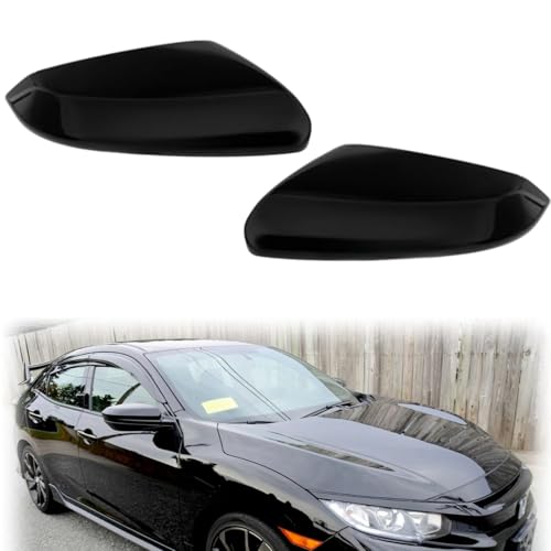 Replacement Side Mirror Cover for Honda Civic 10th Gen 2016-2021 - Glossy Black Finish, Easy Snap-On Installation For honda civic accessories