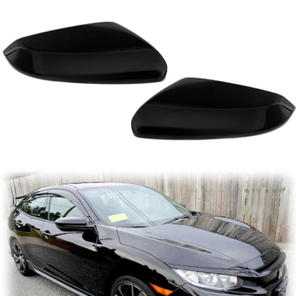 Replacement Side Mirror Cover for Honda Civic 10th Gen 2016-2021 - Glossy Black Finish, Easy Snap-On Installation For honda civic accessories