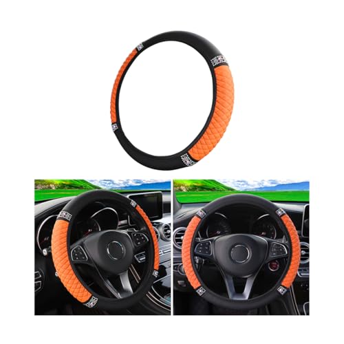 Osilly Bling Car Steering Wheel Cover, 15 Inch Rhinestones Soft Leather Elastic Steering Wheel Protector, Sparkly Crystal Diamond for Women Girls (Orange) - color: Orange