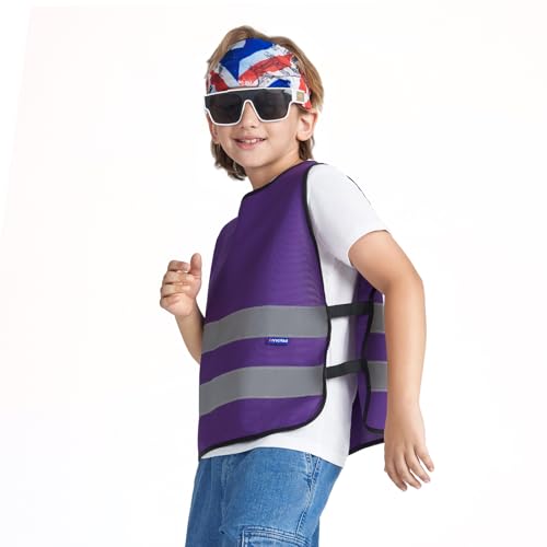 A-SAFETY kids High Vis Reflective construction Safety vest - color: Purple, size: 10-14Year