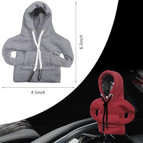 VVAG Gear Shift Hoodie, Car Gear Shift Cover, Universal Fit Knob Cover Gift (Red+Grey), 878 - color: Red+Grey