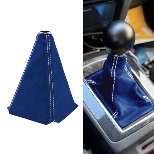 Car Shift Boot Cover, Stick Shift Cover, Suede Leather Manual Automatic Car Shifter Lever Knob Dust Protector, Dustproof Gear Shift Protection Sleeve Gaiter for Sedan Truck (Dark Blue White) - color: Dark Blue White