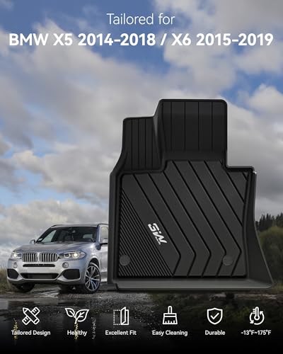 3W Floor Mats Custom Fit for BMW X5 (F15) 2014-2018 / BMW X6 (F16) 2015-2019, All Weather TPE Floor Liner 1st & 2nd Row Accessories Car Mats - style: 3) X5 2014-2018 | X6 2015-2019 | Floor Mats