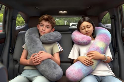 Long-Distance Travel Neck Pillow Car Sleep Aid Pillow, Home/Office Lumbar Pillow, Ergonomic Wrap-Around Neck Pillow, Neck Support for Adults and Children, Multifunctional Travel Pillow - color: Grey