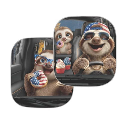 AFPANQZ America Flag Sloth Car Windshield Sun Shades Visor Car Front Window Sunshade Sun Protection UV Heat Reflector Women Men Vans Sun Visor SUV Truck 28.5"x25.5" - color: America Flag Sloth