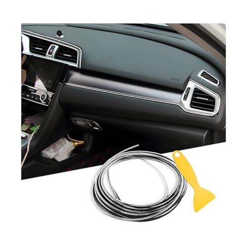 Osilly Car Interior Moulding Trim Strips, 16Ft/5M Universal Electroplating Decoration Filler Insert Strips, Styling Dashboard DIY Flexible Strip, Garnish Accessory with Installing Tool (Silver) - color: Silver, size: 16Ft