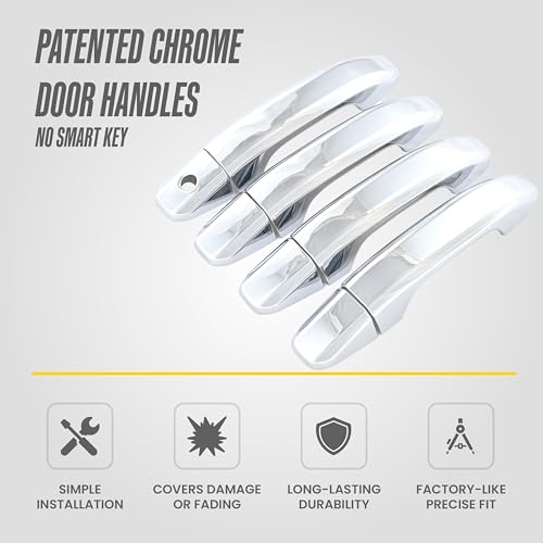 Trim Illusion Chrome Patented Door Handle Cover Overlay for 2019-2026 Chevrolet Silverado, Tahoe, Suburban & GMC Sierra, Yukon, Hummer EV | Easy No-Tool Install | US Patented