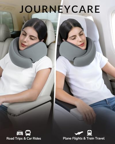 Neck Travel Pillow - Memory Foam Travel Pillow for Airplane, Washable Comfortable Breathable Cover, 360 Degree Support Ergonomic Design Best for Travel, Flight, Train, Car, Sleeping