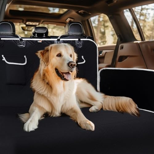 Toozey Dog Car Seat Cover for SUV, Sedan & Van, Waterproof & Tear-Resistant Back Seat Pet Cover for Dogs with Side Walls, Non-Slip Backing & Bumper Guard, Black Large: 81.9"x54.3" - size: Large (81.9 x 54.3 Inches)
