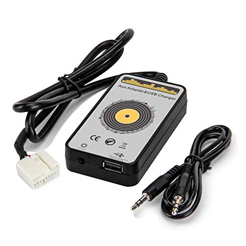 Car Audio AUX Input Adapter with 5V/3.0A USB Charging Port (2nd Gen) for Honda Accord 2003-2012, City 2002-2011, CRV 2005-2014, Civic 2006-2012, Odyssey 2005-2010, TSX 2004-2011