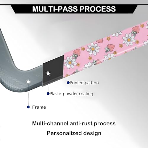 Pink Strawberry Daisy Flowers License Plate Frames, 2 Pack Strawberry Flower Car Plate Frame, Stainless Steel License Plate Holders Covers with Free Screws Fasteners Caps (Pink Strawberry Flowers) - color: Pink Strawberry Flowers