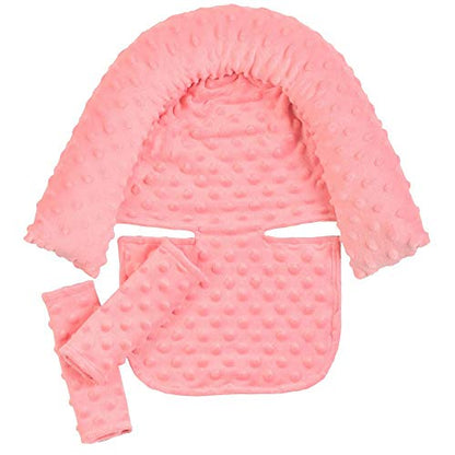 Baby Infant Head and Neck Support Pillow with Seat Belt for Car Seat -Extra Soft 3-in-1 Toddler Car Seat Insert Pad for Car Seats Water Pink - color: Water Pink