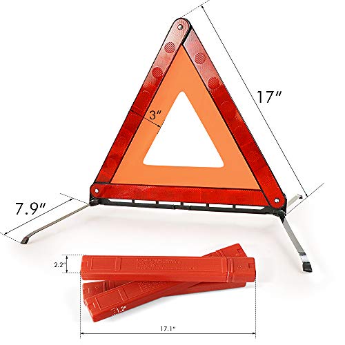 Foldable Warning Triangles Road Safety Triangle Kit, 3 Pack of Reflective Triangle Sign with Storage Case, DOT Approved
