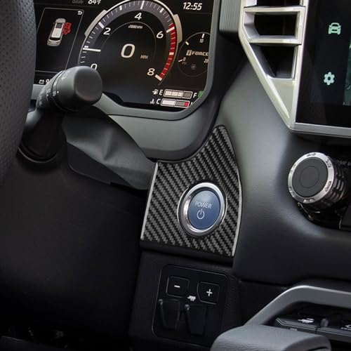 NVCNX Real Premium Carbon Fiber for Toyota Tundra 2022-2026 / Sequoia 2023-2026 2024 2025 Car Dash Push Engine Start Button Panel Cover Interior Trim Accessories Thick Overlay Sticker Decal 2PCs - color: Dash Push Engine Start Button Panel Trim