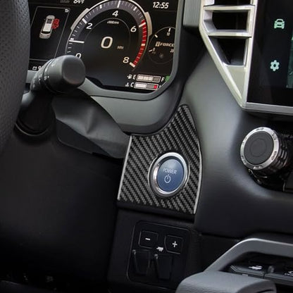 NVCNX Real Premium Carbon Fiber for Toyota Tundra 2022-2026 / Sequoia 2023-2026 2024 2025 Car Dash Push Engine Start Button Panel Cover Interior Trim Accessories Thick Overlay Sticker Decal 2PCs - color: Dash Push Engine Start Button Panel Trim