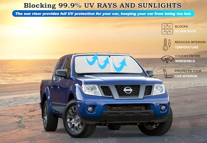 Windshield Sun Shade for Nissan Frontier 2006-2021 Front Window Sun Visor Protector Nissan Frontier Accessories Foldable Sunshade Blocks UV Rays Keeps Your Car Cooler - size: for Frontier 2006-2021